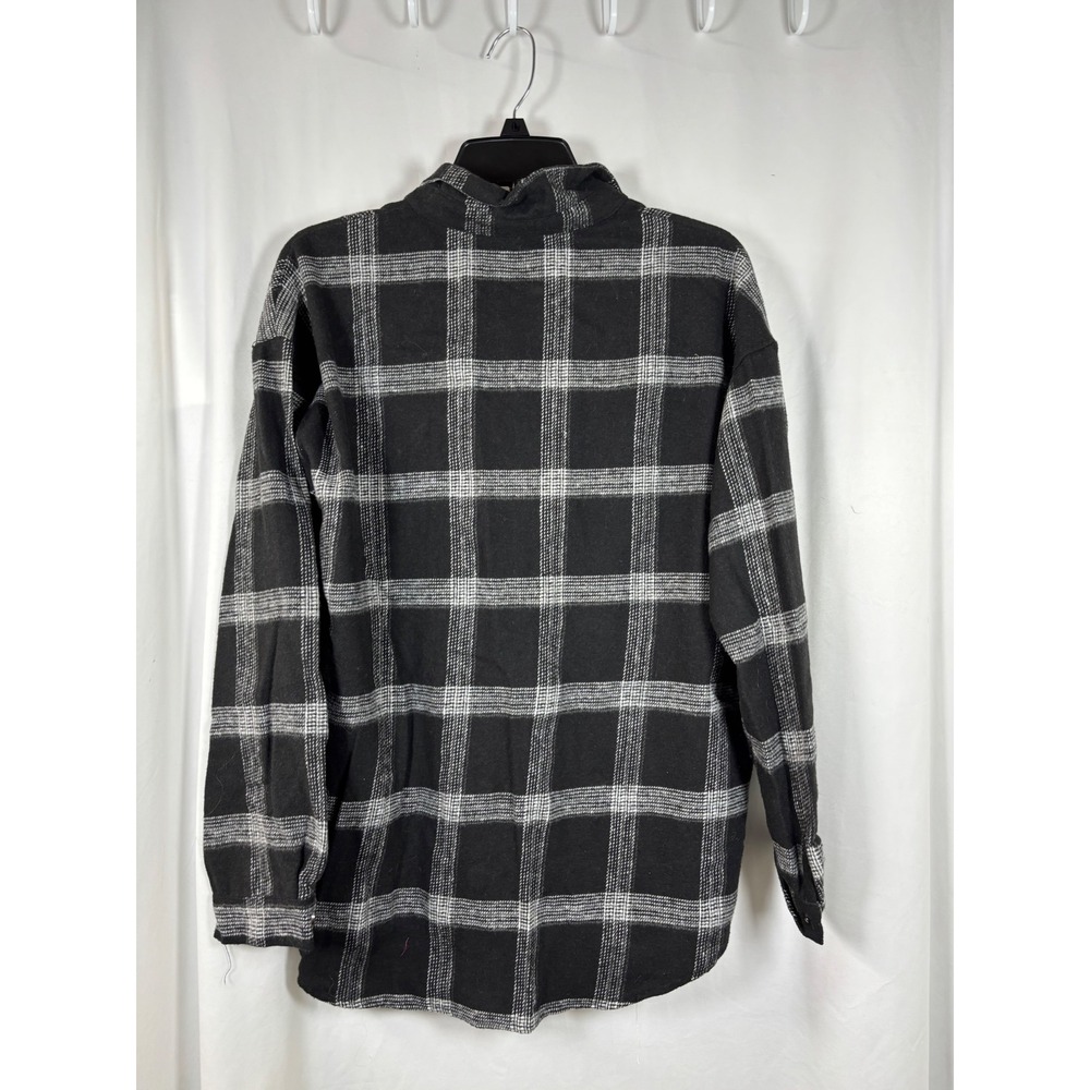 Pink Lily Black White Plaid Button Down Shirt Long Sleeve Pockets ISPT114 Large - Picture 3 of 5